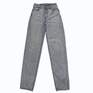American Eagle Highest Rise Baggy Straight Jeans Light Wash Blue Womens 000 Reg